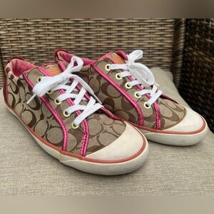 Coach Barrett Signature Sneakers – Brown & Pink – Lace-Up Style